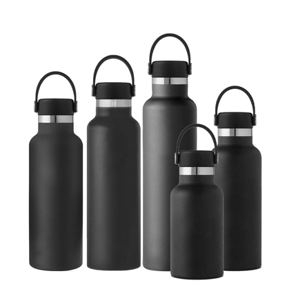 Double Wall Insulated Stainless Steel Water Bottle w/ Handling Hoop/Hook